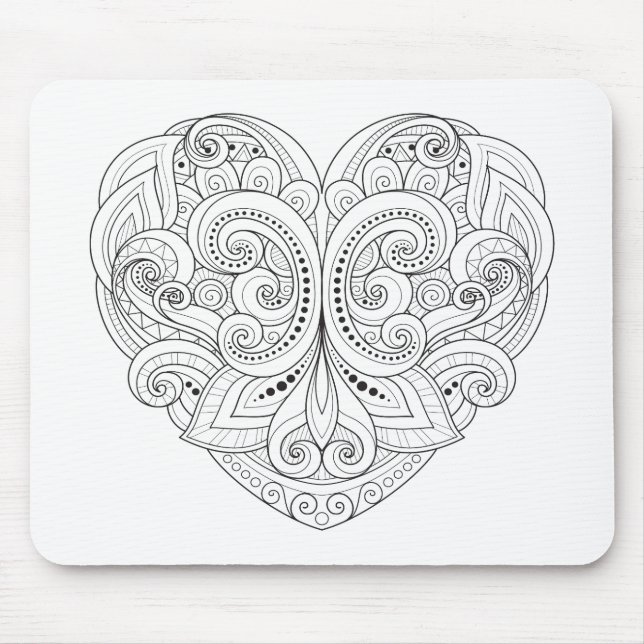 Abstract Heart Doodle Mouse Mat (Front)