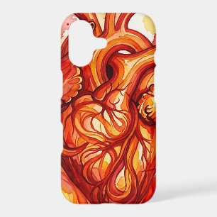 Abstract Heart Fire Red Watercolor iPhone Cases