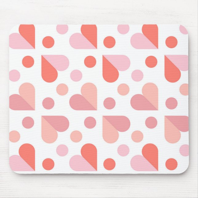 Abstract Heart Geometric Pattern Mouse Mat (Front)