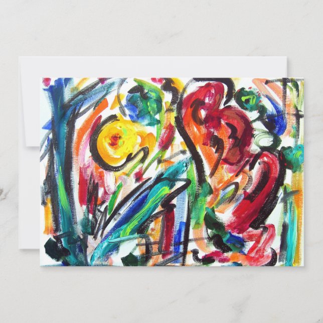 Abstract "Heart Happiness" Invitation (Front)