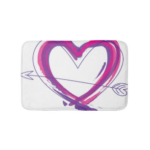 Abstract heart in purple and pink bath mat