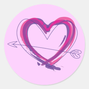 Abstract heart in purple and pink classic round sticker