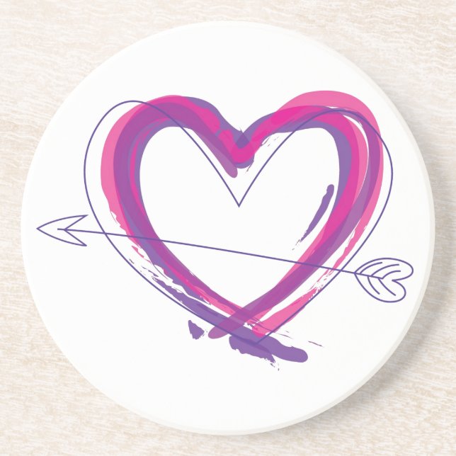 Abstract heart in purple and pink coaster (Front)