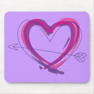 Abstract heart in purple and pink mouse mat