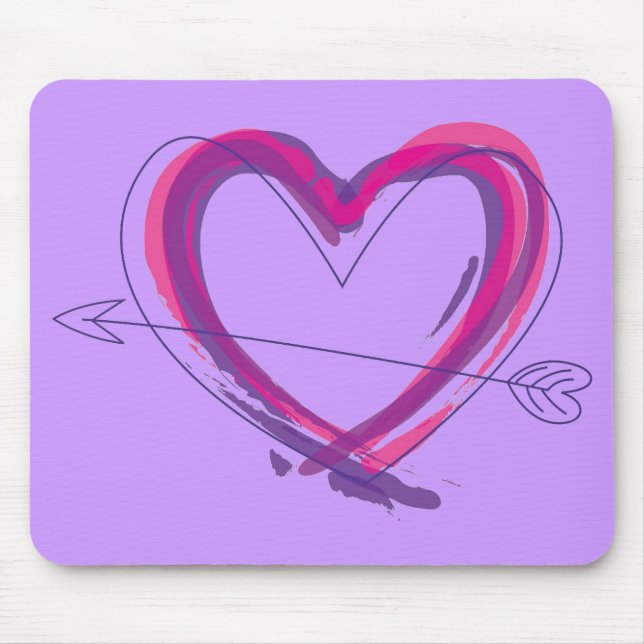 Abstract heart in purple and pink mouse mat (Front)