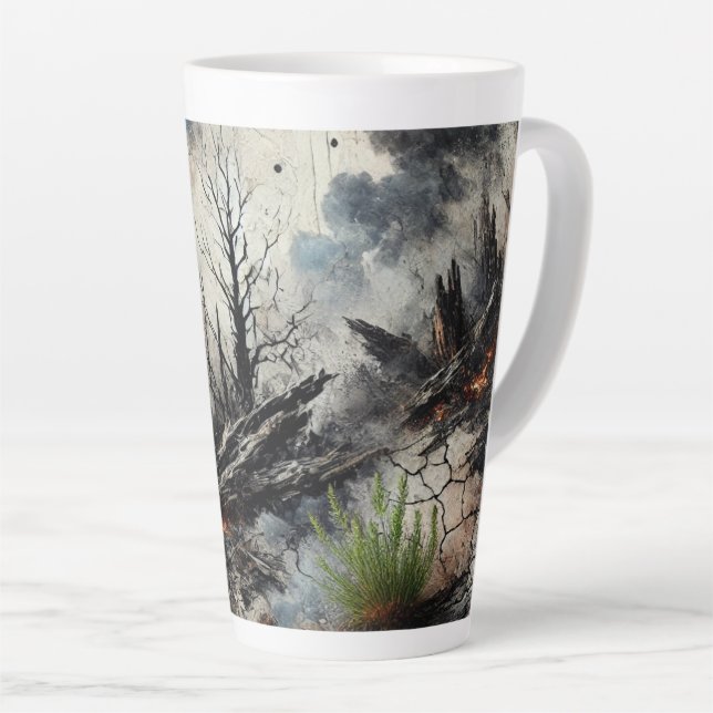 Abstract Heart Latte Mug - Unique Artistic Design (Right Angle)