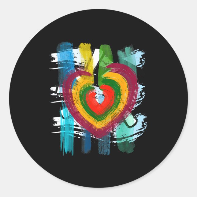 Abstract Heart _ Painterly Valentine Abstract Art  Classic Round Sticker (Front)