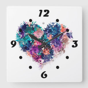 Abstract heart square wall clock