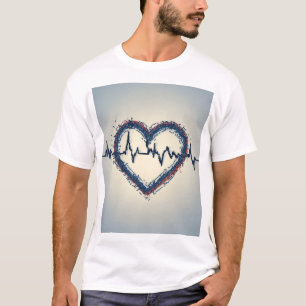 Abstract Heart With Pulse Design T-Shirt