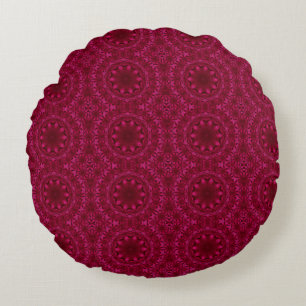 Abstract hearts and flowers round cushion