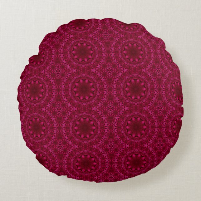 Abstract hearts and flowers round cushion (Front)