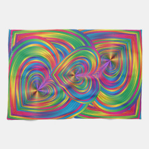 Abstract Hearts Being Abstract Tea Towel