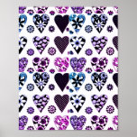 Abstract Hearts & Flowers Modern Colour Pop Poster<br><div class="desc">Give this beautiful Abstract Hearts & Flowers Modern Colour Pop art scene to the one you love. It features bold patterned hearts & flowers in black,  pink,  blue,  purple and white with bold black highlights. Modern,  bold colourful abstract patterned hearts and flowers drawing.</div>