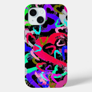 Abstract Hearts iPhone 15 Case