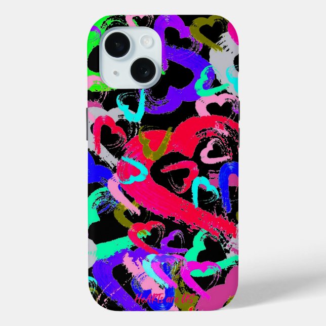 Abstract Hearts iPhone 15 Case (Back)