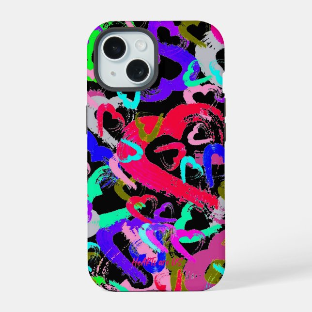 Abstract Hearts iPhone 15 Case (Back)