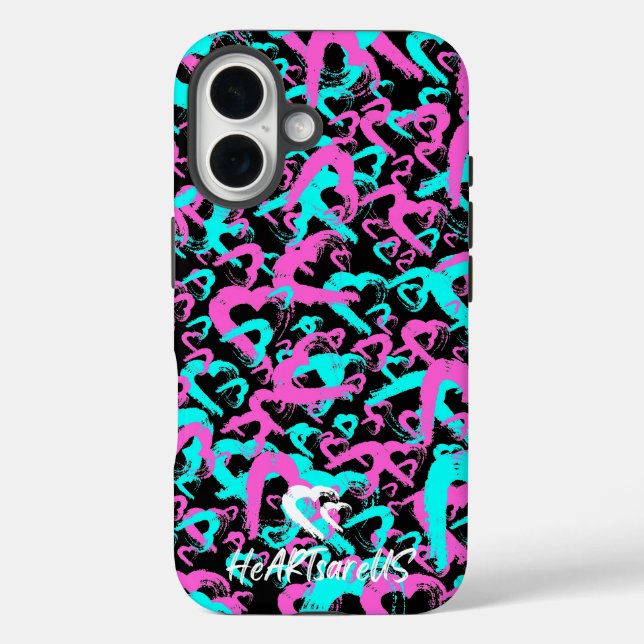 Abstract Hearts iPhone 16 Case (Back)