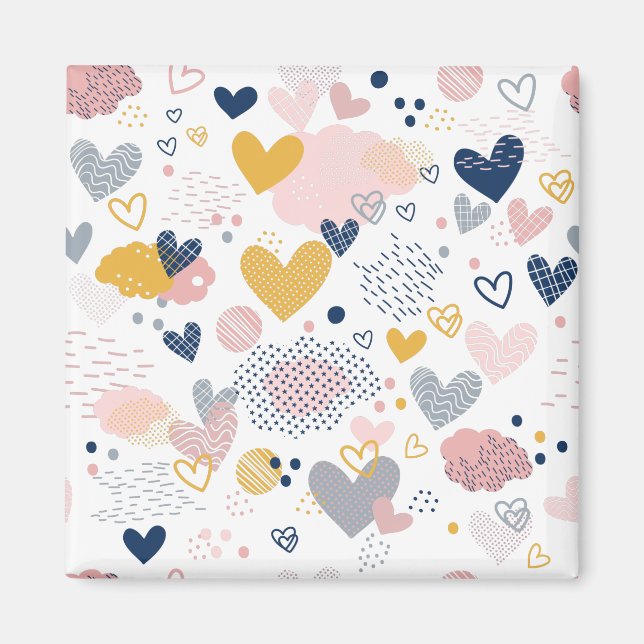 Abstract hearts pattern magnet (Front)