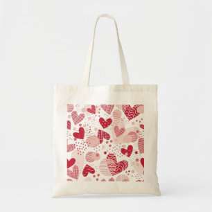 Abstract hearts pattern tote bag