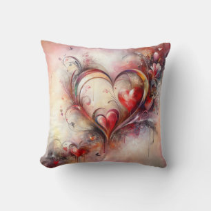 Abstract Hearts Throw Pillow