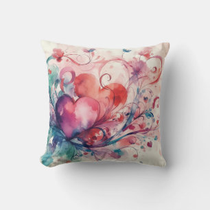 Abstract Hearts Throw Pillow
