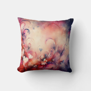 Abstract Hearts Throw Pillow