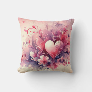 Abstract Hearts Throw Pillow