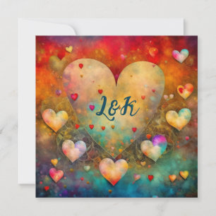 Abstract Hearts Valentine's Day Peresonalized Card