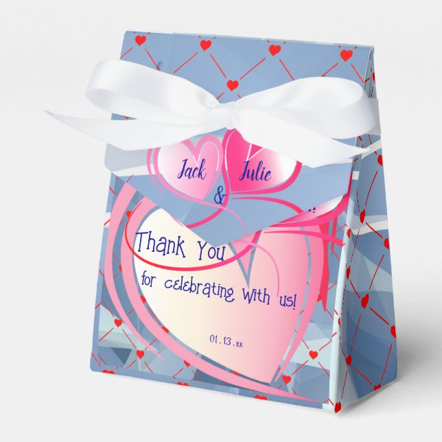 Abstract Hearts Wedding Party Celebration Favour Box (Front Side)
