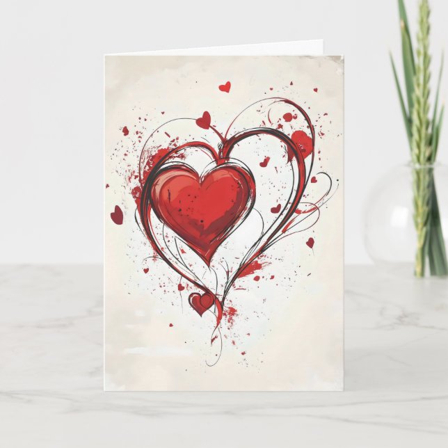 Abstract Heat Red Holiday Card (Front)