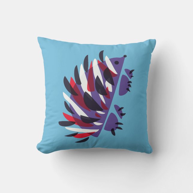 Abstract Hedgehog Geometric Colourful Art Cushion (Front)