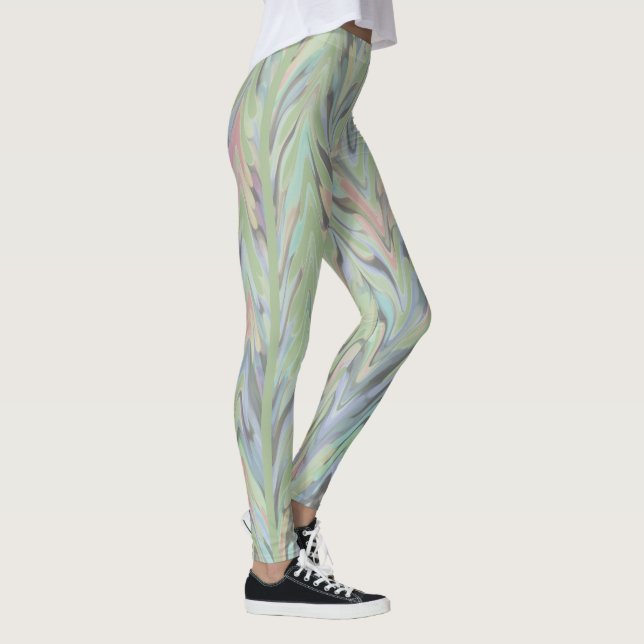 Abstract Herringbone - fern Leggings (Right)
