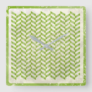 Abstract herringbone in greenery square wall clock