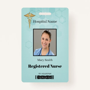Abstract Hexagon Medical Caduceus Photo ID Vertica ID Badge