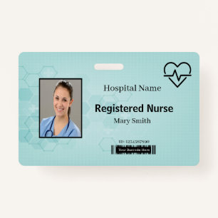 Abstract Hexagon Medical Heat Beat Lifeline ID ID Badge
