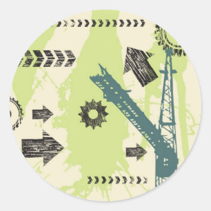 Abstract hi-tech background classic round sticker