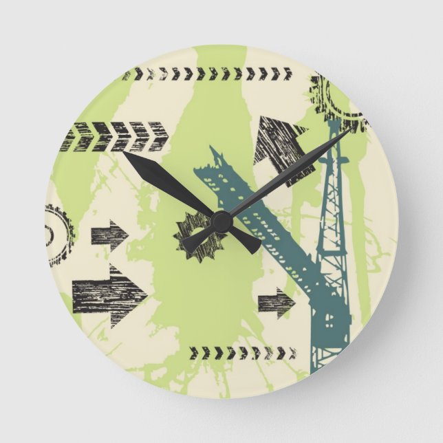 Abstract hi-tech background round clock (Front)
