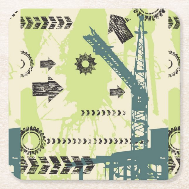 Abstract hi-tech background square paper coaster (Front)