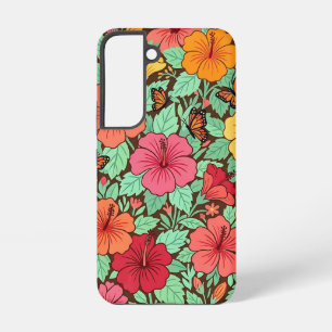 Abstract Hibiscus Butterflies Samsung Cases
