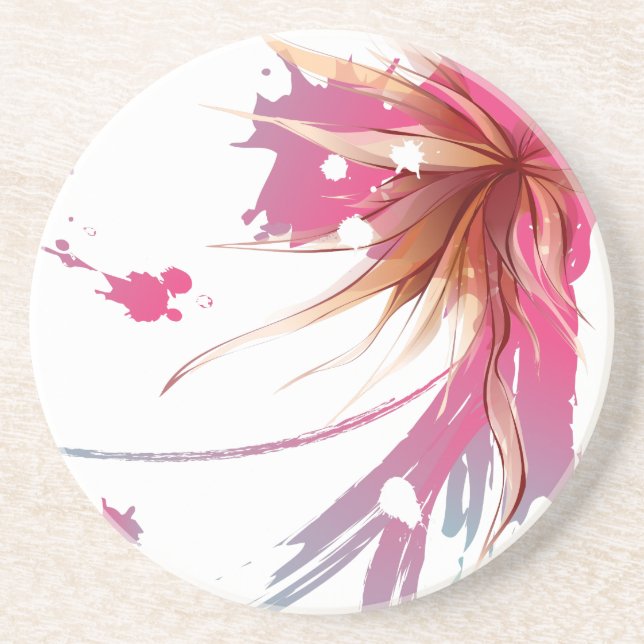 Abstract Hibiscus Flower Coaster (Front)