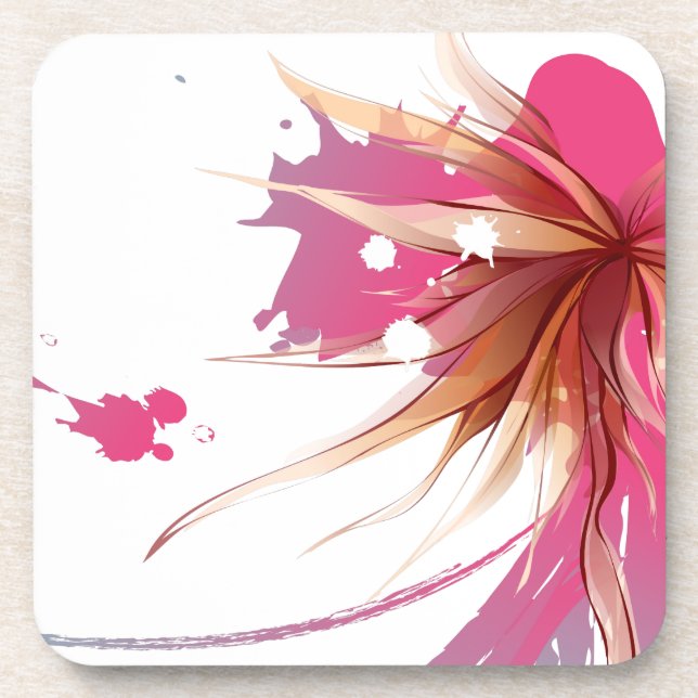Abstract Hibiscus Flower Coaster (Front)