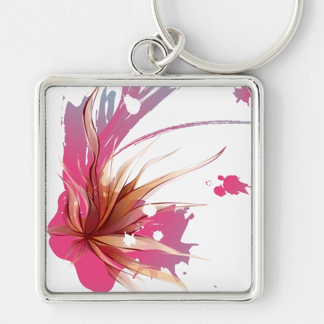 Abstract Hibiscus Flower Key Ring (Front)