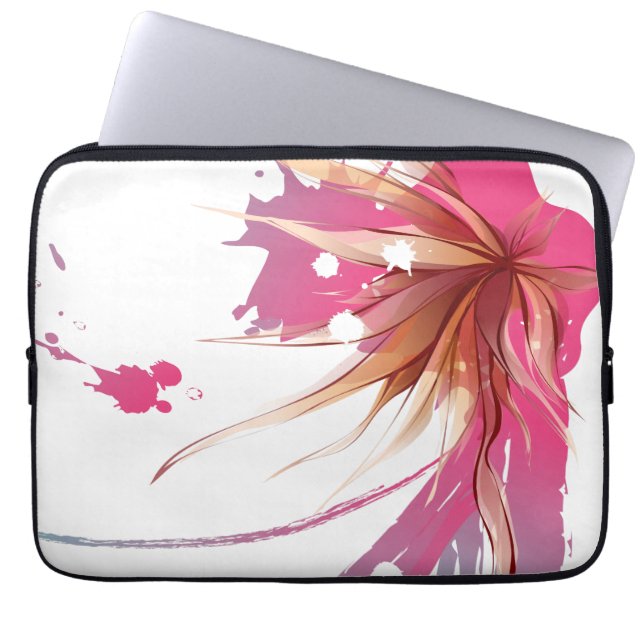Abstract Hibiscus Flower Laptop Sleeve (Front)