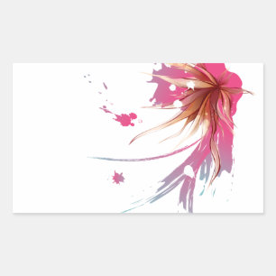 Abstract Hibiscus Flower Rectangular Sticker