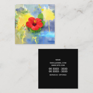 Abstract Hibiscus Flower Square Business Card