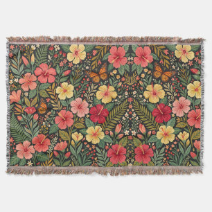Abstract Hibiscus Monarch Butterflies Blankets