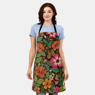 Abstract Hibiscus Monarch Butterfly Apron