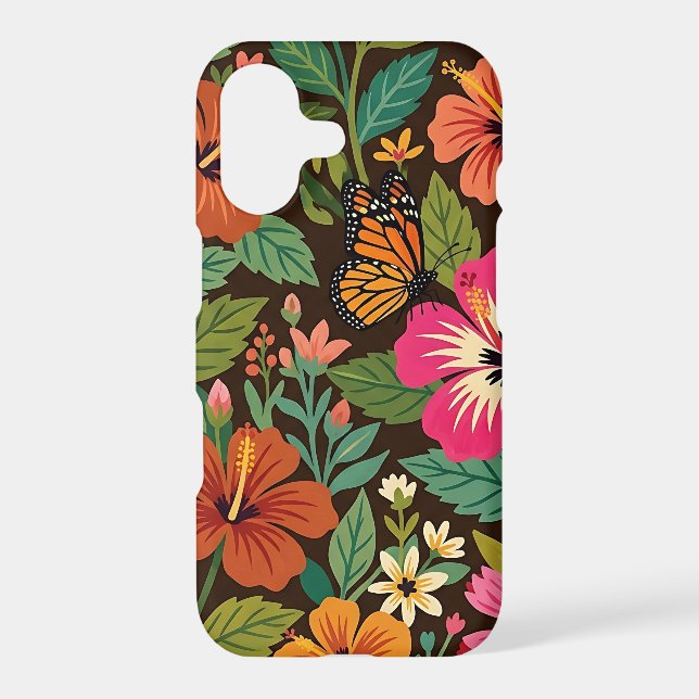 Abstract Hibiscus Monarch Butterfly iPhone Cases (Back)