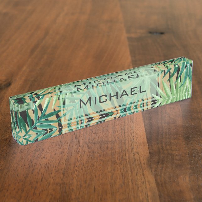 Abstract Hidden Tiger Art Nameplate (Side)