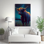 Abstract Highland Cow In A Field At Night Colorful Canvas Print<br><div class="desc">Add a touch of whimsy and wonder to your home with this vibrant canvas print. Featuring a colorful abstract highland cow against a starry night sky, this artwork captures the beauty and serenity of nature. Perfect for adding a touch of artistic flair to your living room, bedroom, or any space...</div>